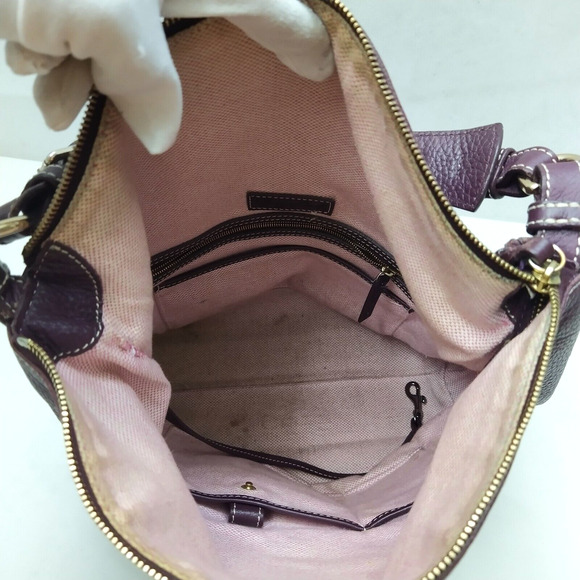 Dooney & Bourke Purple Pebbled Leather Zipper Pockets Hobo Shoulder Bag - Picture 10 of 16